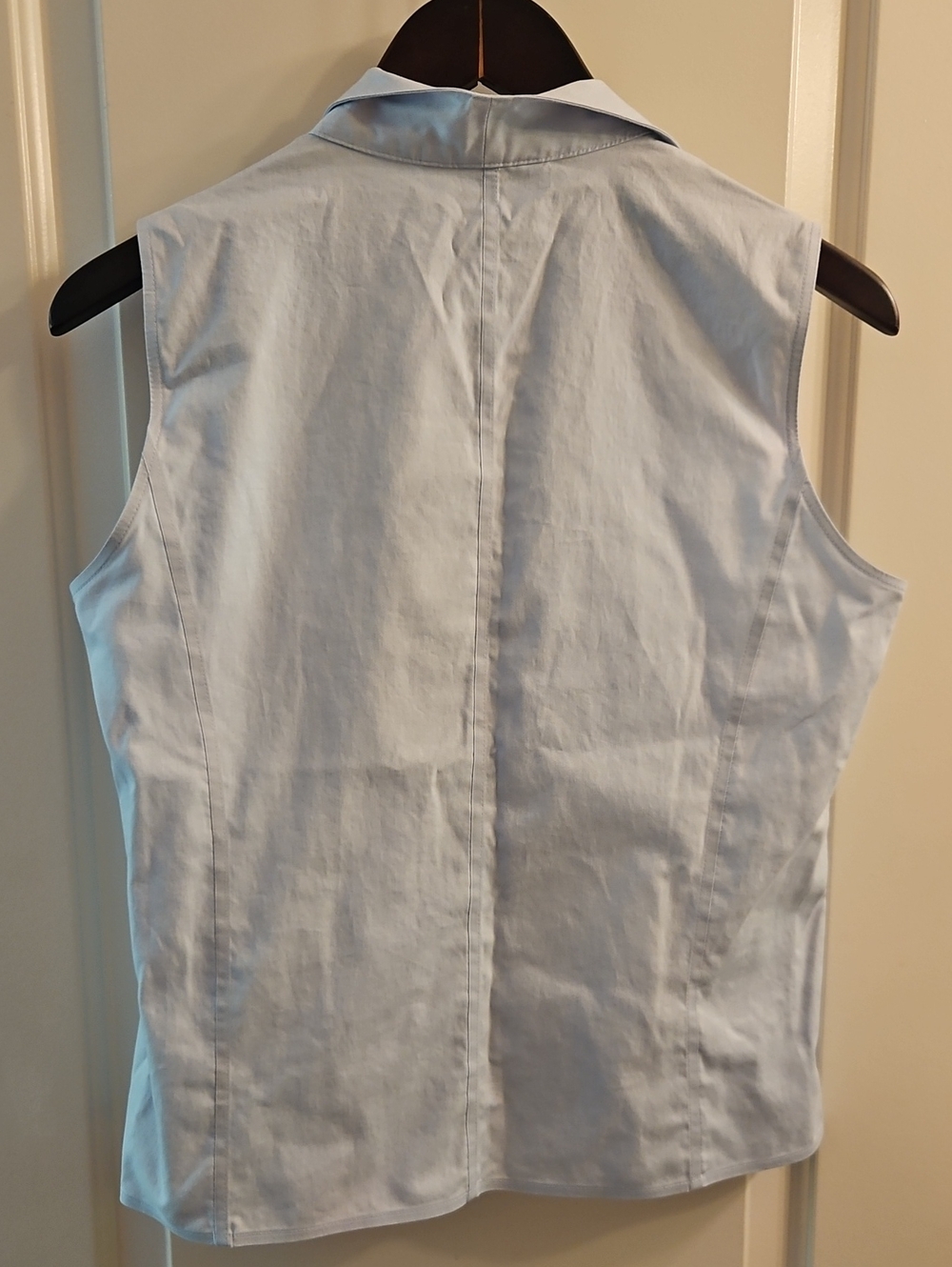 Calvin Klein No-Iron Light Blue Sleeveless Fitted Blouse, 8, Minimalist - Picture 6 of 9
